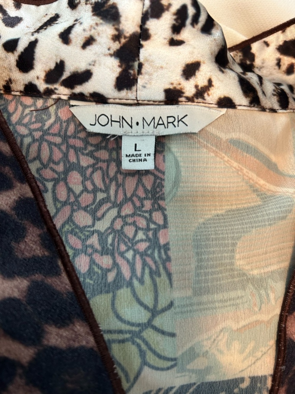 John Mark Floral & Leopard Print Lightweight Kimono Cardigan - Multicolor - Picture 2 of 4